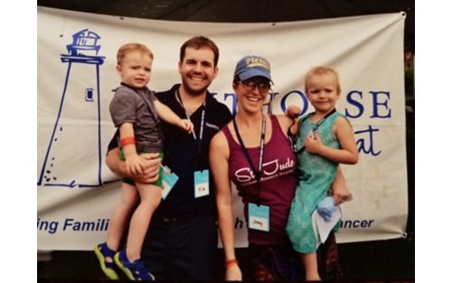 Patient Jenny with family at Camp Lighthouse