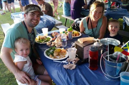 Cancer survivor Jenny with her husband and two children.