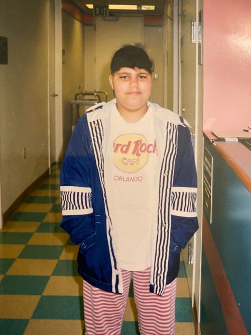 Nora at St. Jude Children's Research Hospital in 1999 for radiation treatment.