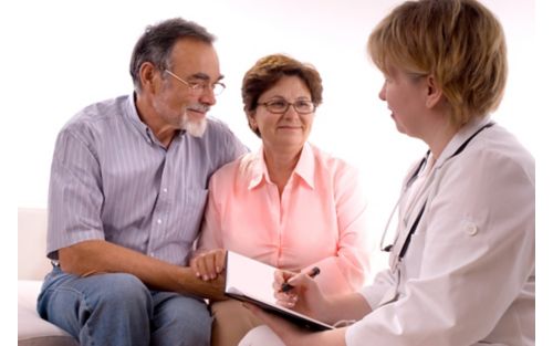 Image of doctor talking to couple