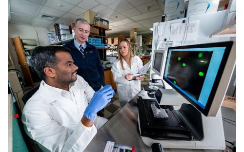 (L to R) First author Prahalathan Pichavaram, PhD, corresponding author Andrew Murphy, MD, St. Jude Department of Surgery and co-author Carolyn Jablonowski, PhD. 