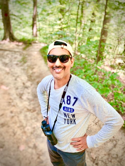 Image of man on woodland trail