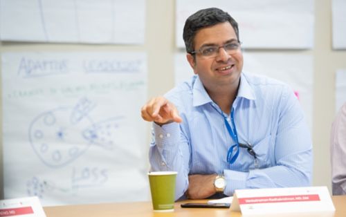 Male graduate student in classroom