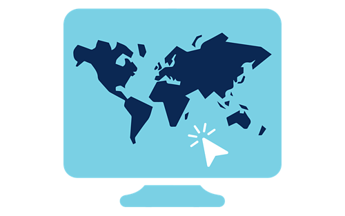 Computer screen icon with global map