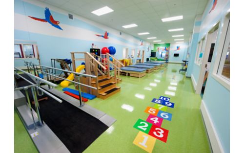 Picture of a rehabilitation services facility in a pediatric hospital.