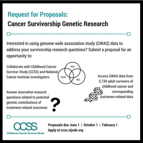 Graphic showing detailss of RFP for Cancer Survivorship Genetic Researc h