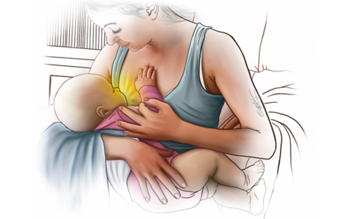 Drawing of woman breastfeeding baby
