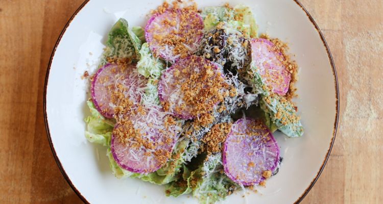 Endive and radish salad with bread crumbs, cheese and salad dressing at Catherine & Mary's Restaurant in Memphis