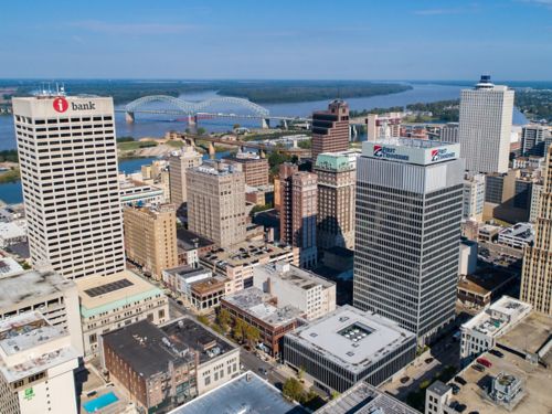 aerial view of downtown Memphis