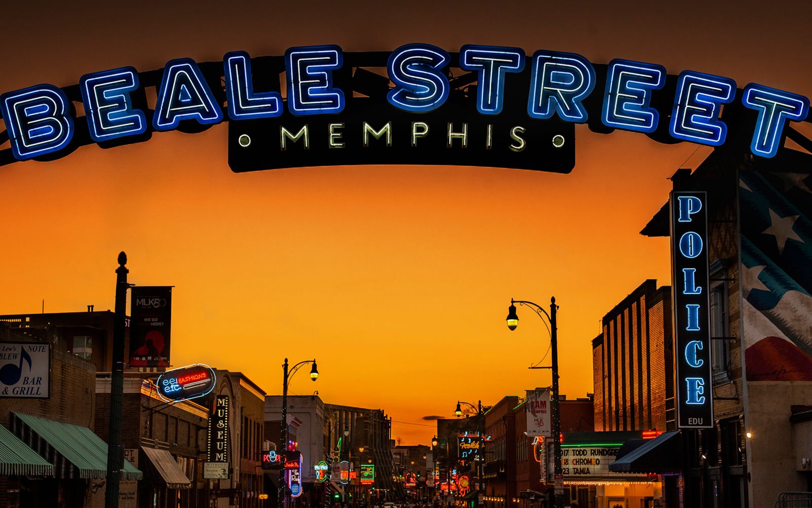 image of beale street at sunset 