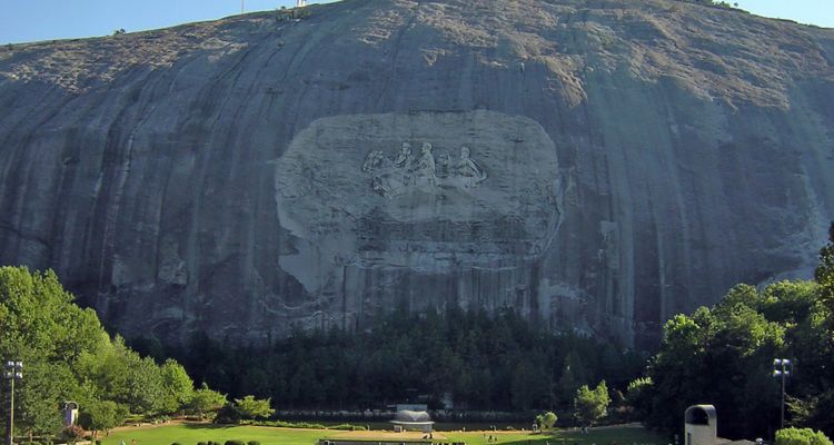Image of rock carving on the side of Stone Mountain, GA
