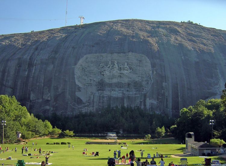 Image of rock carving on the side of Stone Mountain, GA