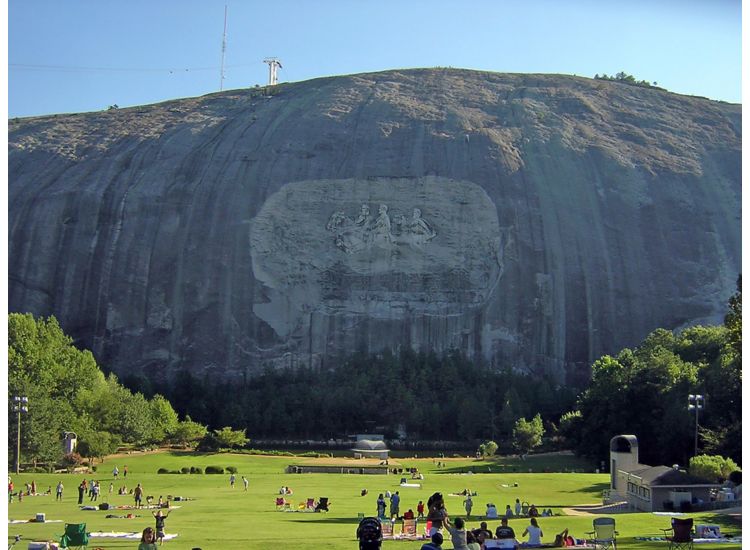 Image of rock carving on the side of Stone Mountain, GA