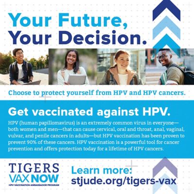 social media image for Tigers Vax campaign