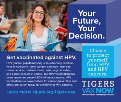 social media image for Tigers Vax campaign