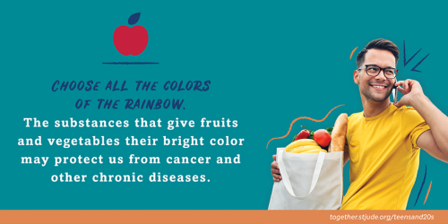 Choose all the colors of the rainbow. The substances that give fruits and vegetables their bright color may protect us from cancer and other chronic diseases.