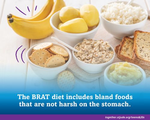 The BRAT diet includes bland foods that are not harsh on the stomach.