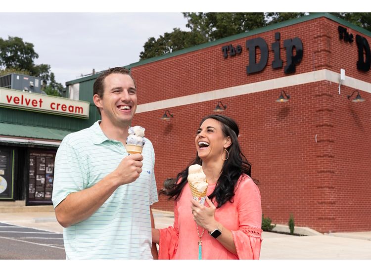 photo of two people eating ice cream