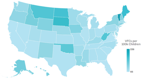 Figure 2: Number of VFC Providers per 100,000 Children by State, 2022 