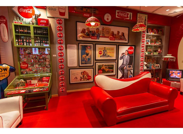 Room with lots of red objects and furniture