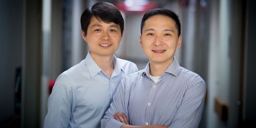 From left, researchers Maoxiang Qian, PhD, and Jun J. Yang, PhD