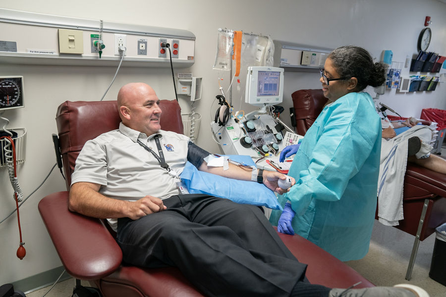 Tony Martin donating platelets