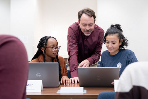 Stan Pounds with students