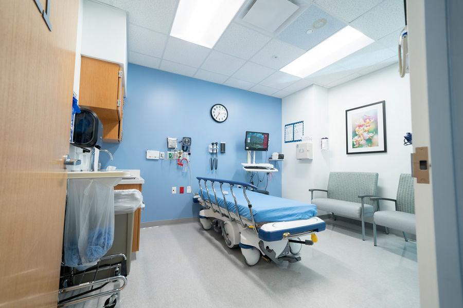 hospital room and bed
