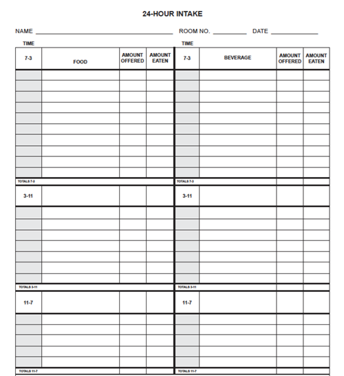 Use the 24-Hour Intake card to record all liquid your child drinks or food they eat.
