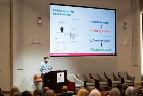 Man giving lecture in auditorium