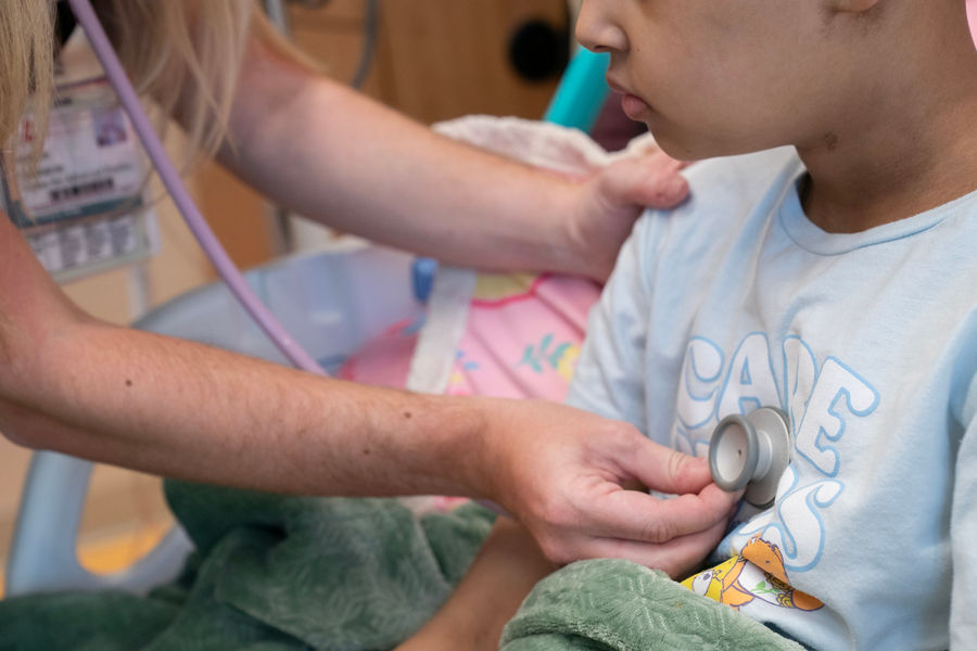 stethoscope on a child