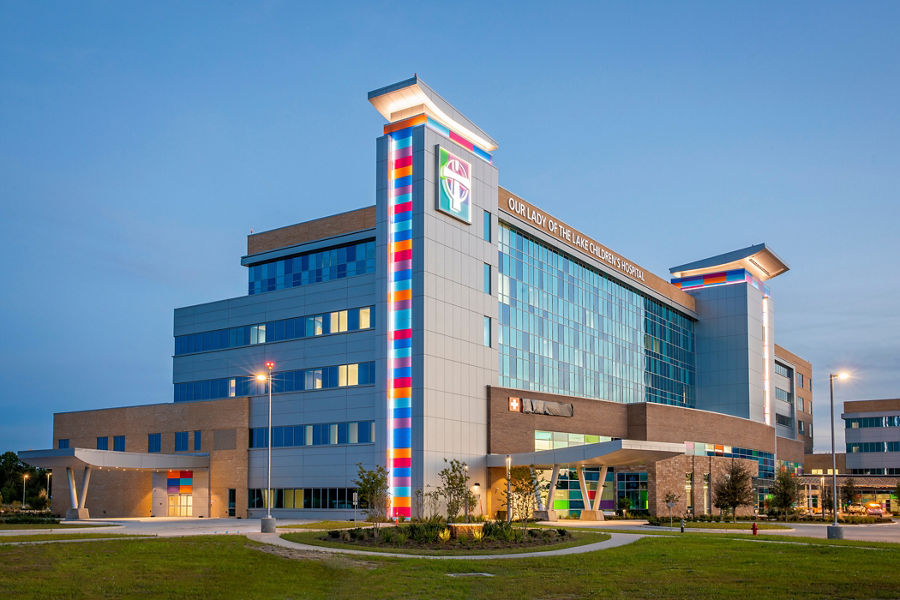 Exterior building of Our Lady of the Lake Children's Hospital St. Jude Affiliate
