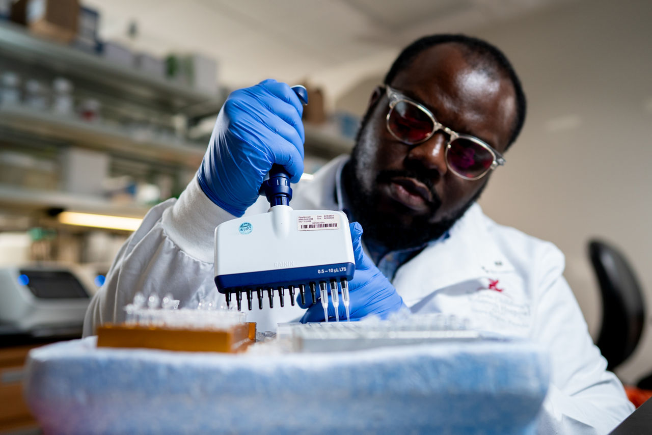 A St. Jude Research website image for the Daniel Savic lab. Damilola Oluwalana

- SJR - Daniel Savic lab at CCC, Chili's Care Center.

- Camera Settings: ILCE-9M2, 24mm, ISO 500, 1/200, f/1.8, Tue, 06-24-2025 at 12:15. v.04.2024 OP