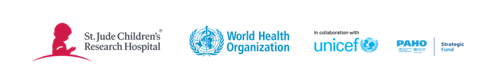 Logos for St. Jude, WHO, Unicef, PAHO