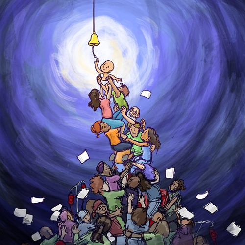 Illustration d’Angus Olsen représentant un sonneur de cloche