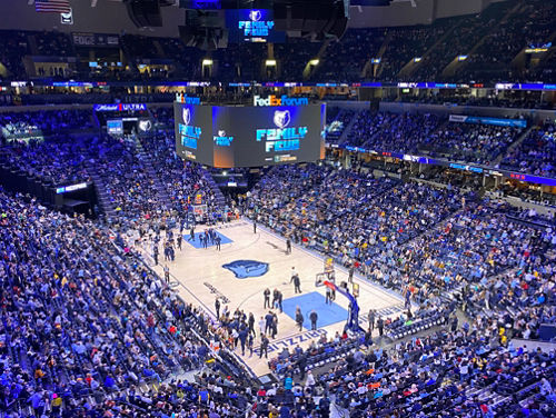 photo of basketball area full of people