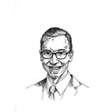 line drawing of Sam Hughes