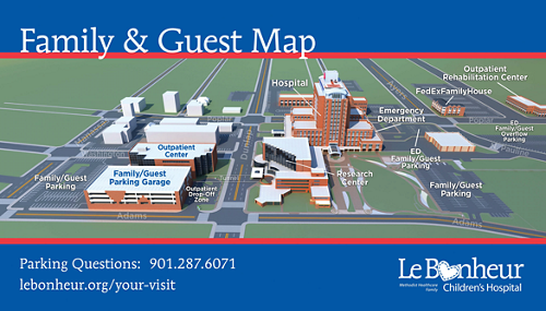 Map of the campus of Le Bonheur Children's Hospital
