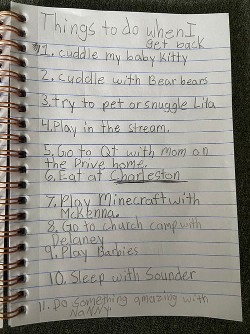 Notebook with list of things to do