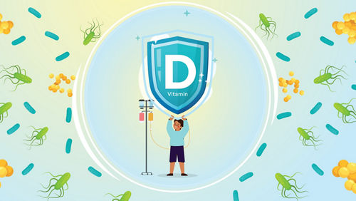 An artistic rendering of how higher vitamin D levels may be helping children with acute lymphoblastic leukemia resist infections during treatment. Graphic by Briana Williams.