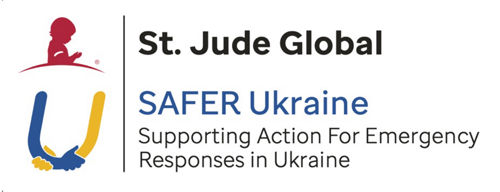 Logotipo da SAFER Ukraine, da St. Jude Global