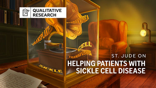 A drawing of a gramophone spouting sickle cell disease medical terms