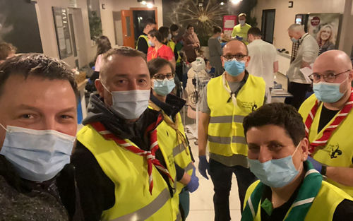 Marcin Wlodarski, MD, PhD, with Polish volunteers
