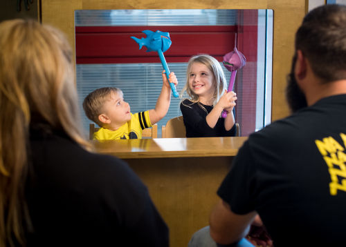 Pediatric cancer patient performs puppet show with his sister